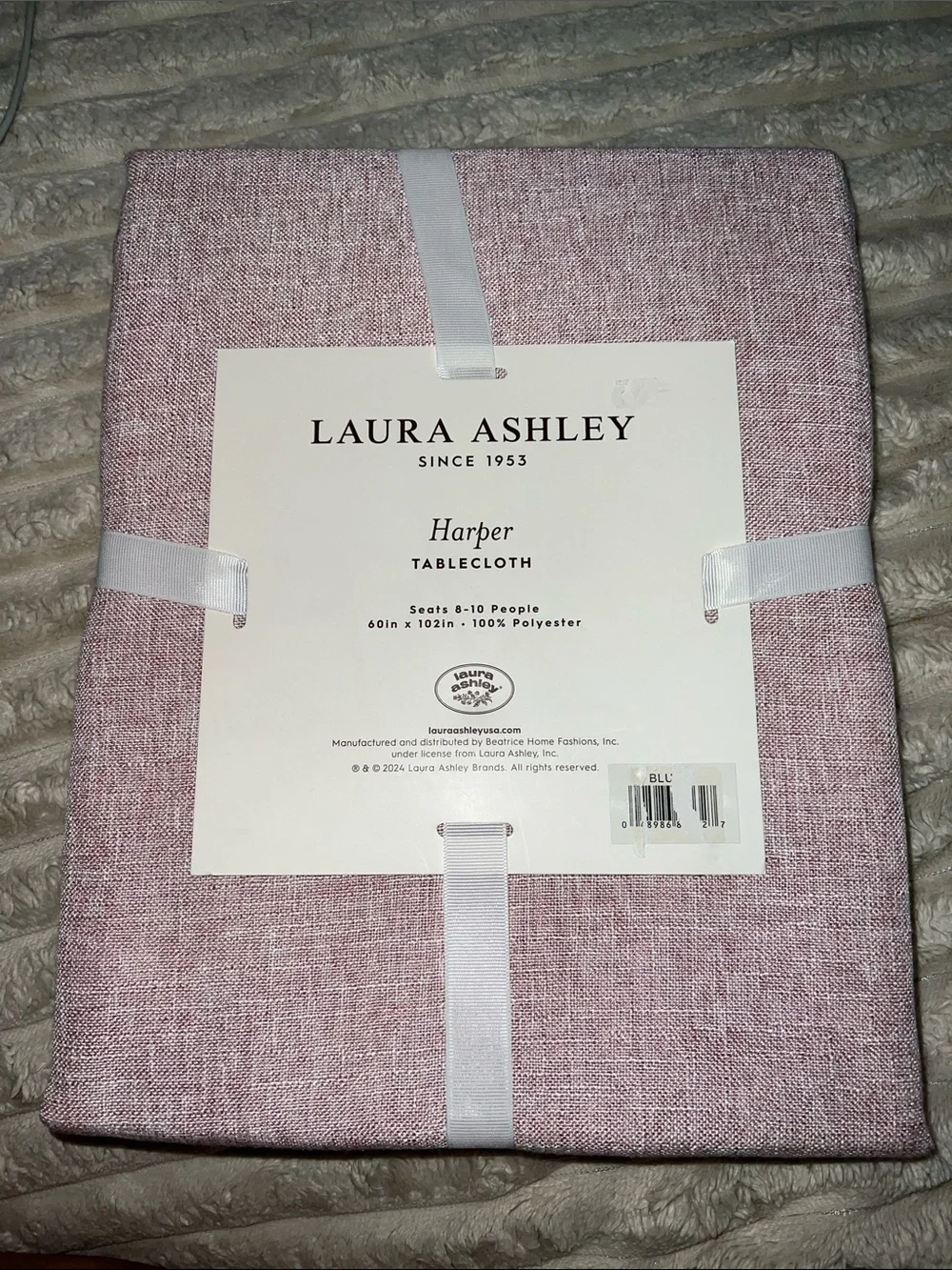 Laura Ashley Pink Heathered Harper Tablecloth